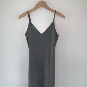 Heather grey strapped midi dress